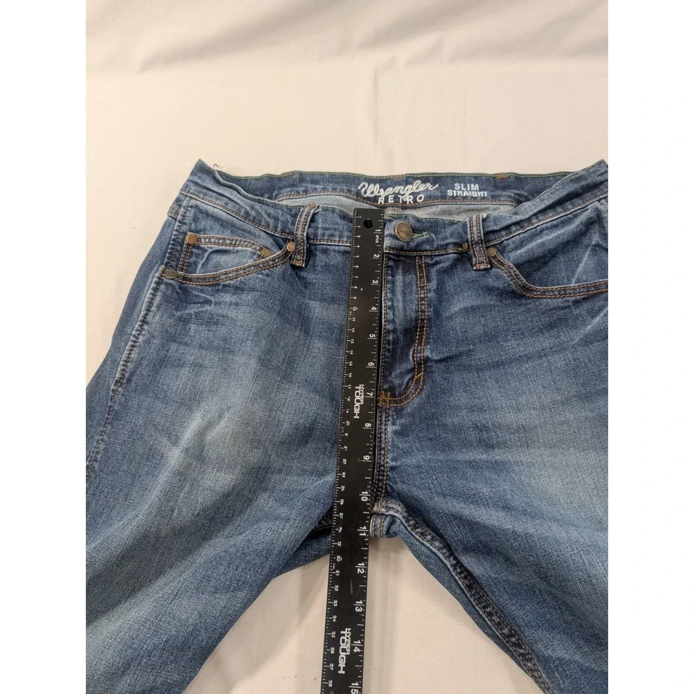 Wrangler Jeans Mens 34x30 Retro Slim Straight Blue Cotton Stretch Cowboy Rancher